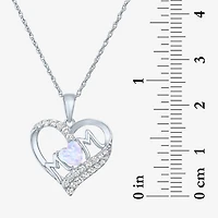 "Mom" Womens Lab Created Opal Sterling Silver Heart 2-pc. Jewelry Set