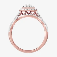 Womens / CT. T.W. Natural White Diamond 10K Gold Side Stone Halo Bridal Set