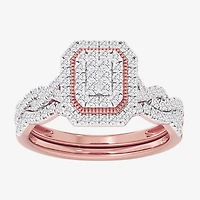 Womens / CT. T.W. Natural White Diamond 10K Gold Side Stone Halo Bridal Set