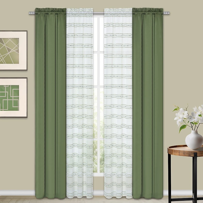 Achim Rod Pocket Room Darkening Set of 4 Curtain Panel