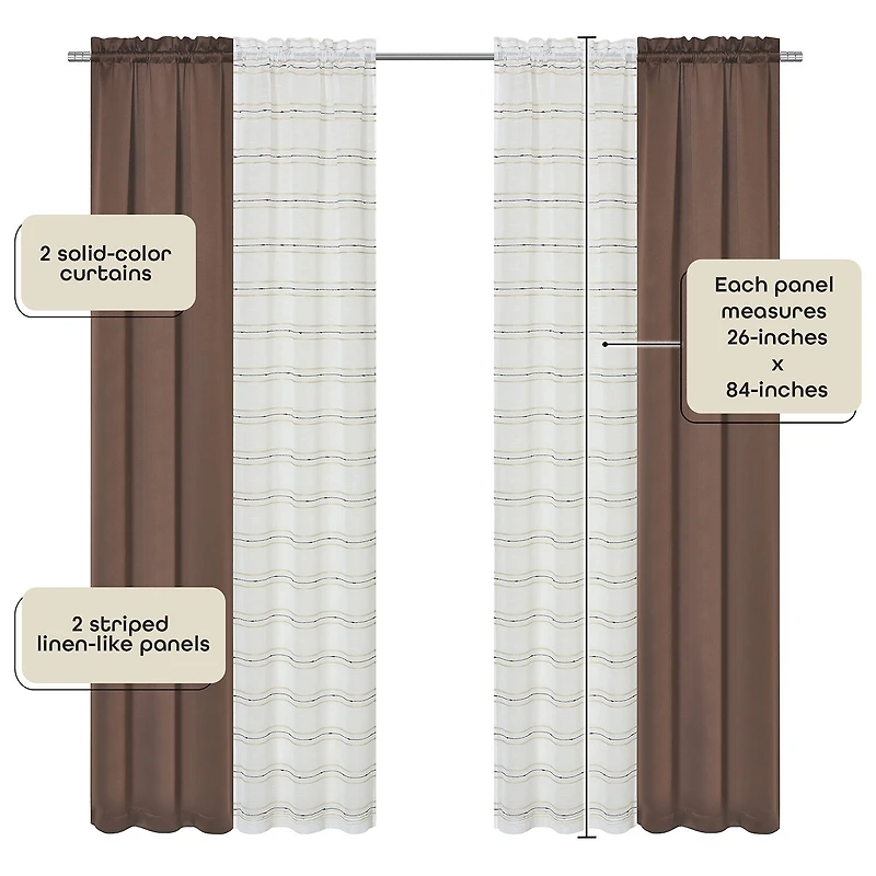 Achim Rod Pocket Room Darkening Set of 4 Curtain Panel