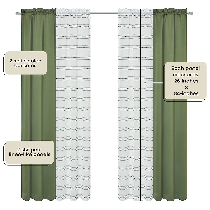 Achim Rod Pocket Room Darkening Set of 4 Curtain Panel