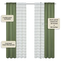 Achim Rod Pocket Room Darkening Set of 4 Curtain Panel