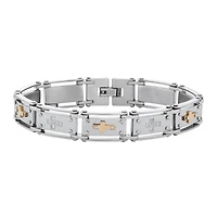 Mens Cubic Zirconia Stainless Steel Cross Chain Bracelet