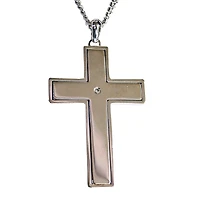 Mens Cubic Zirconia Stainless Steel Lords Prayer Cross Pendant