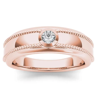 Mens 3.5MM 1/5 CT. Natural White Diamond 14K Gold Wedding Band