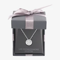 Womens Diamond Accent Lab Grown White Sterling Silver Round 18 Inch Pendant Necklace