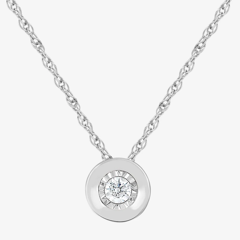 Womens Diamond Accent Lab Grown White Sterling Silver Round 18 Inch Pendant Necklace
