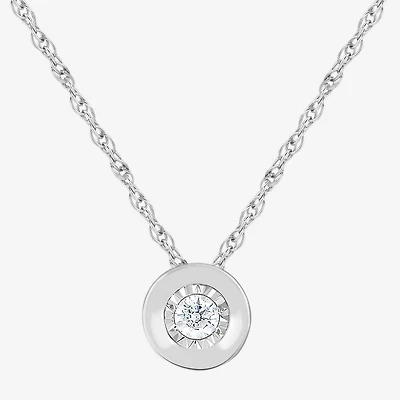 Womens Diamond Accent Lab Grown White Sterling Silver Round 18 Inch Pendant Necklace