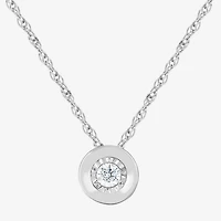 Womens Diamond Accent Lab Grown White Sterling Silver Round 18 Inch Pendant Necklace