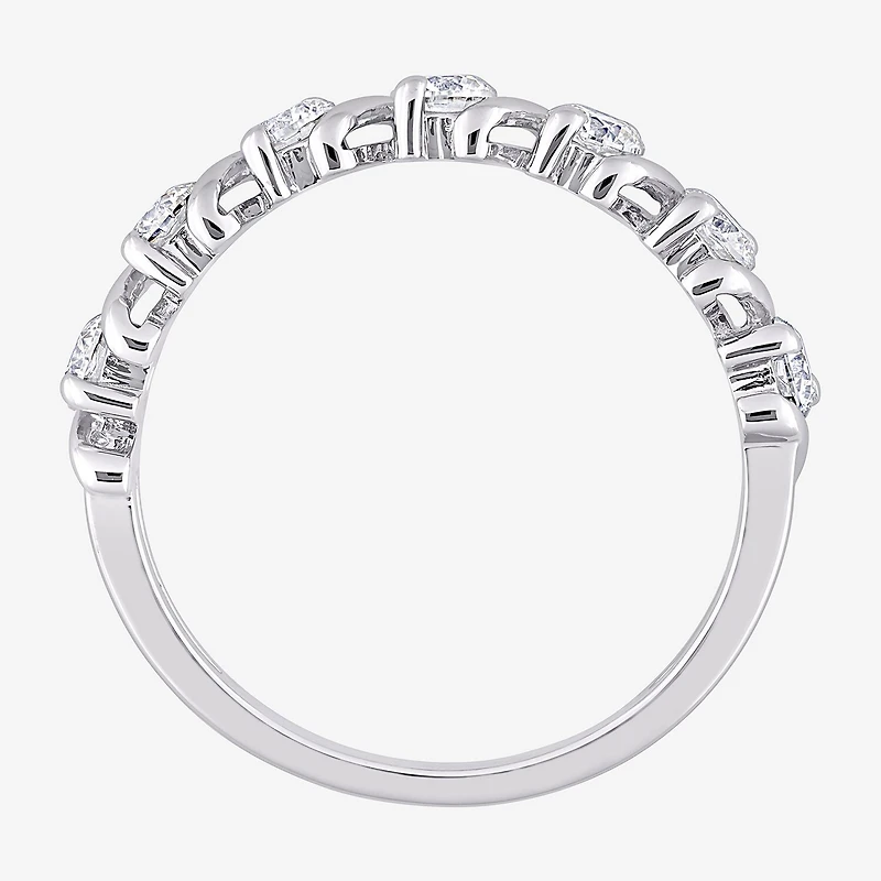 Womens 2MM 3/4 CT. T.W. Lab Created White Moissanite Sterling Silver Wedding Band