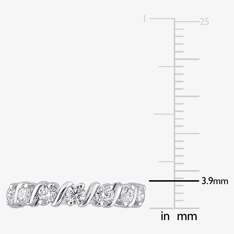 Womens 2MM 3/4 CT. T.W. Lab Created White Moissanite Sterling Silver Wedding Band