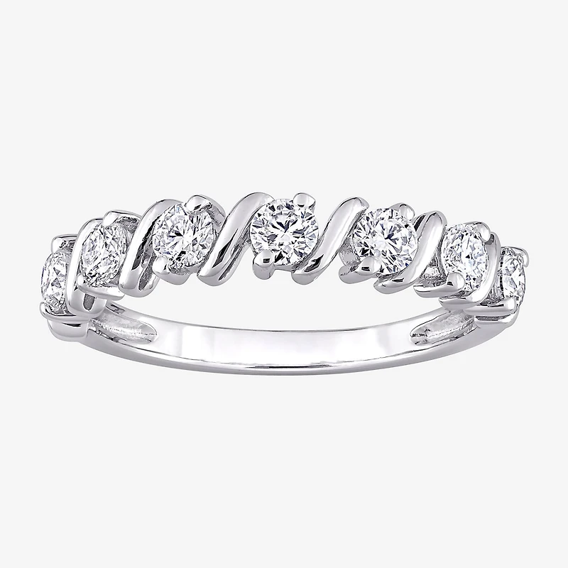 Womens 2MM 3/4 CT. T.W. Lab Created White Moissanite Sterling Silver Wedding Band