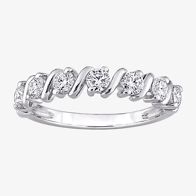 Womens 2MM 3/4 CT. T.W. Lab Created White Moissanite Sterling Silver Wedding Band