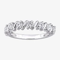 Womens 2MM 3/4 CT. T.W. Lab Created White Moissanite Sterling Silver Wedding Band