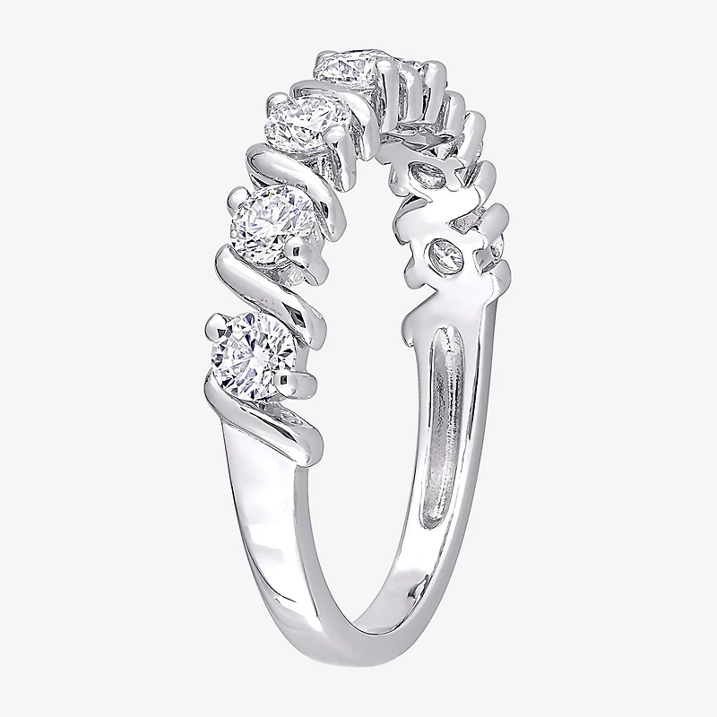 Womens 2MM 3/4 CT. T.W. Lab Created White Moissanite Sterling Silver Wedding Band