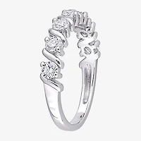 Womens 2MM 3/4 CT. T.W. Lab Created White Moissanite Sterling Silver Wedding Band