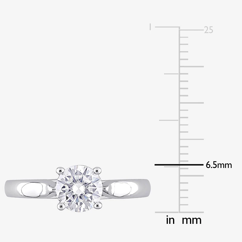 Womens Lab Created White Moissanite Sterling Silver Solitaire Engagement Ring