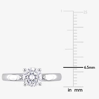 Womens Lab Created White Moissanite Sterling Silver Solitaire Engagement Ring