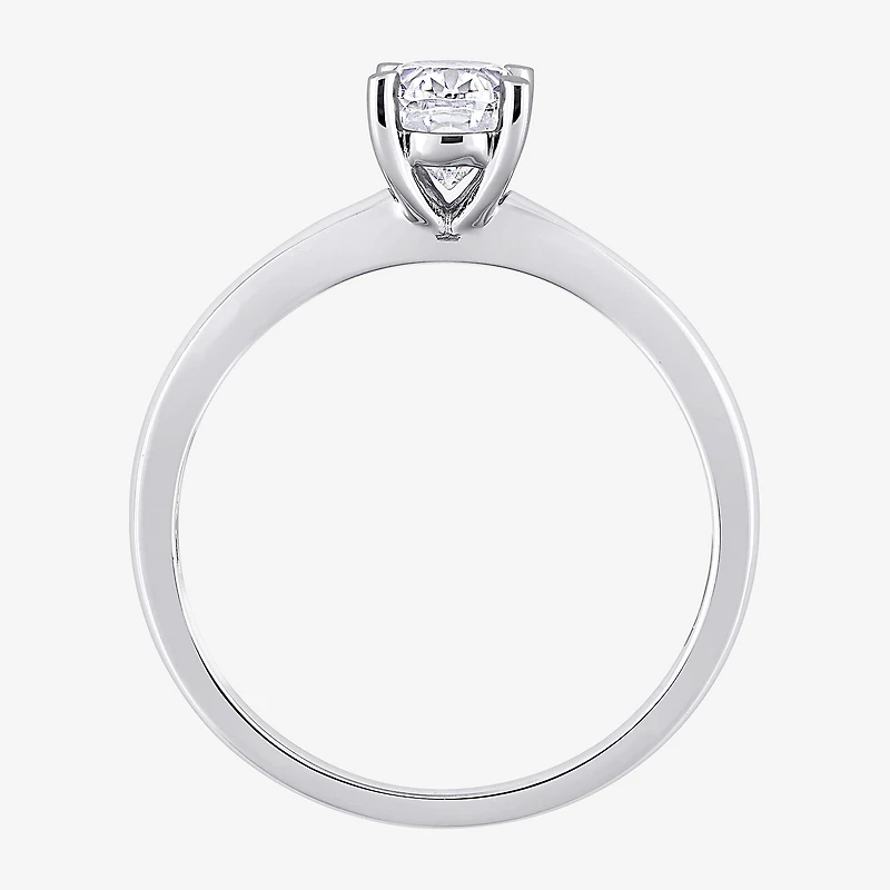Womens Lab Created White Moissanite Sterling Silver Solitaire Engagement Ring