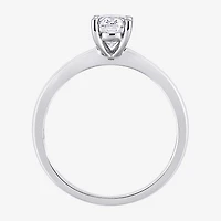 Womens Lab Created White Moissanite Sterling Silver Solitaire Engagement Ring