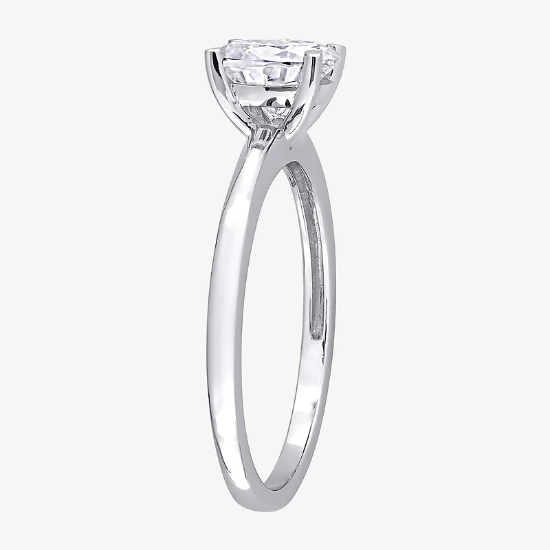 Womens Lab Created White Moissanite Sterling Silver Solitaire Engagement Ring
