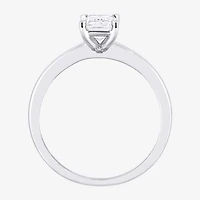 Womens Lab Created White Moissanite Sterling Silver Solitaire Engagement Ring