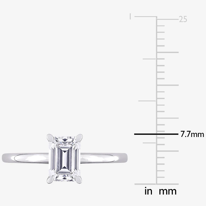 Womens Lab Created White Moissanite Sterling Silver Solitaire Engagement Ring