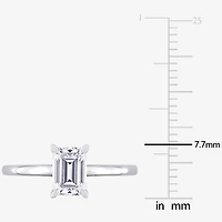 Womens Lab Created White Moissanite Sterling Silver Solitaire Engagement Ring