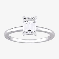Womens Lab Created White Moissanite Sterling Silver Solitaire Engagement Ring