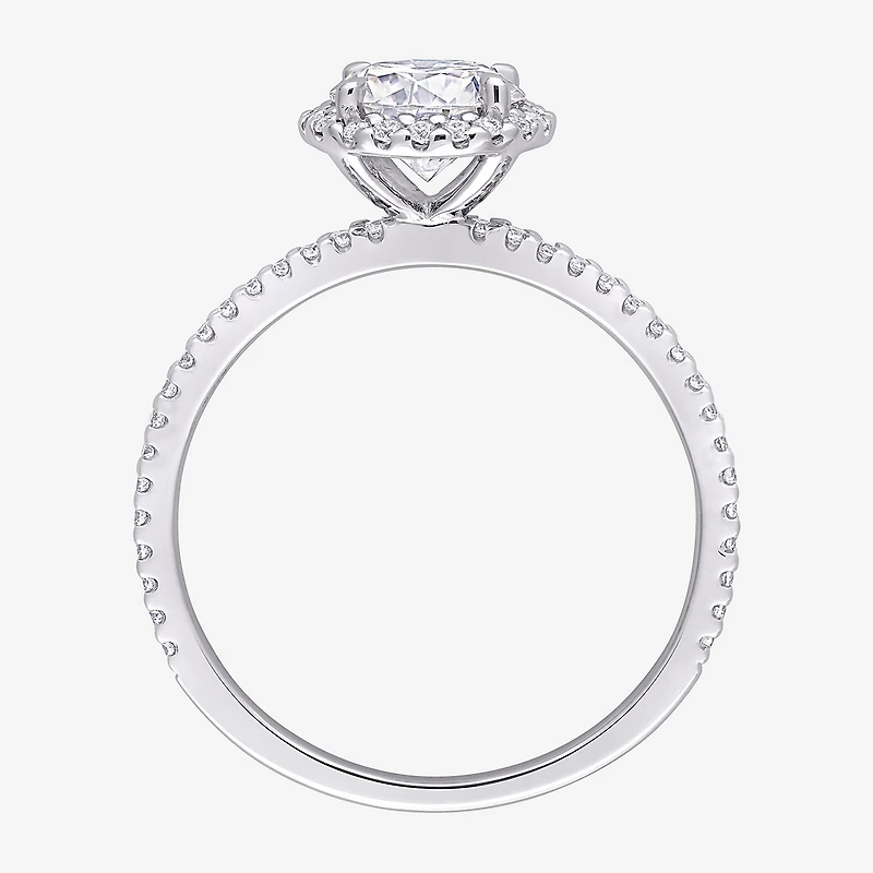 Womens 1 1/4 CT. T.W. Lab Created White Moissanite Sterling Silver Halo Engagement Ring