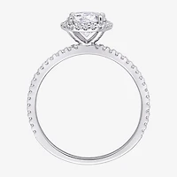 Womens 1 1/4 CT. T.W. Lab Created White Moissanite Sterling Silver Halo Engagement Ring