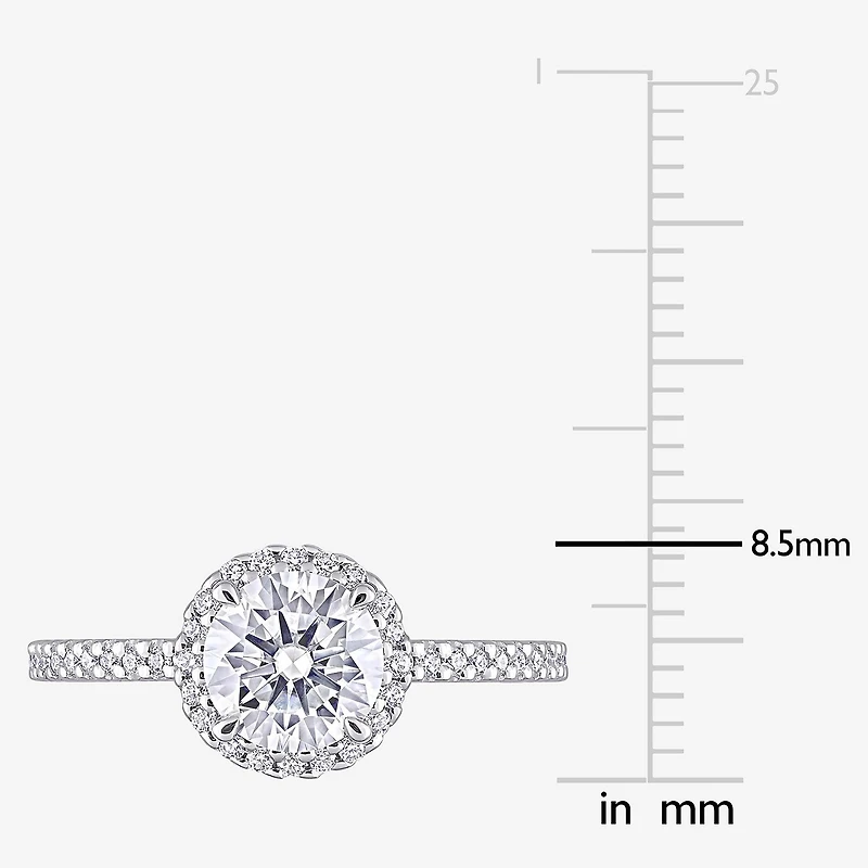 Womens 1 1/4 CT. T.W. Lab Created White Moissanite Sterling Silver Halo Engagement Ring