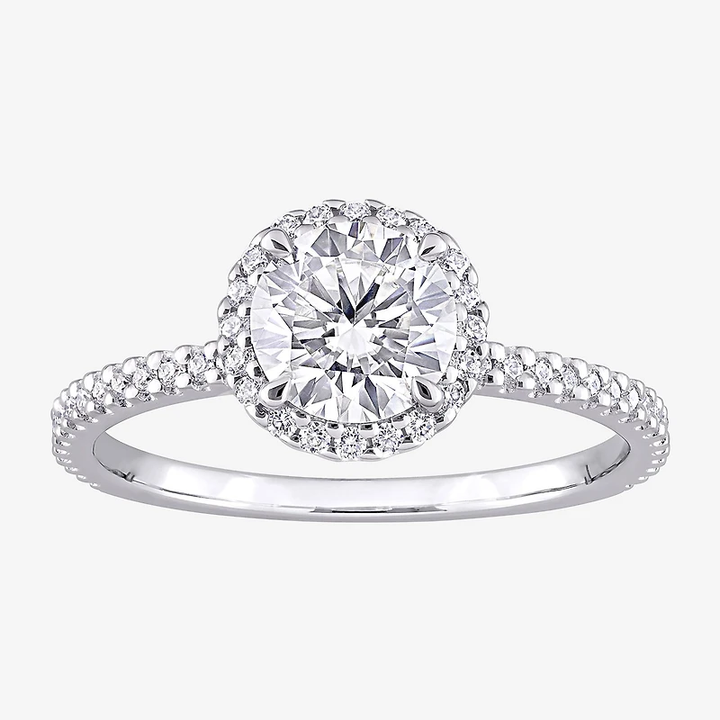 Womens 1 1/4 CT. T.W. Lab Created White Moissanite Sterling Silver Halo Engagement Ring