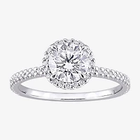 Womens 1 1/4 CT. T.W. Lab Created White Moissanite Sterling Silver Halo Engagement Ring