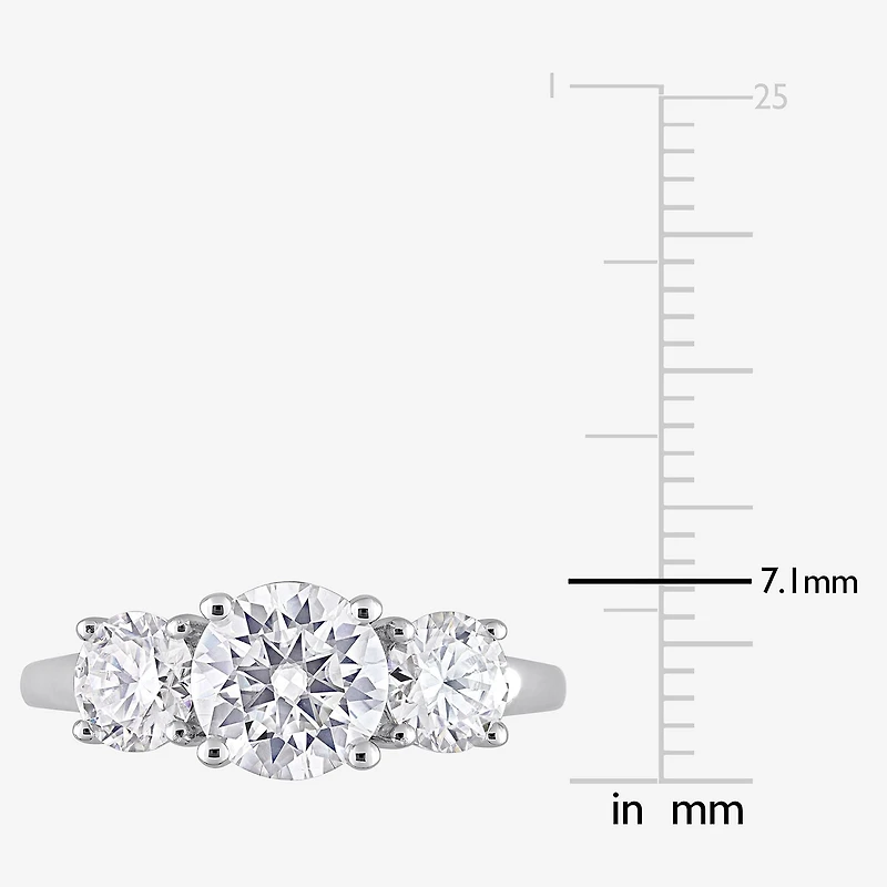 Womens 2 1/4 CT. T.W. Lab Created White Moissanite Sterling Silver 3-Stone Engagement Ring