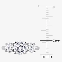 Womens 2 1/4 CT. T.W. Lab Created White Moissanite Sterling Silver 3-Stone Engagement Ring