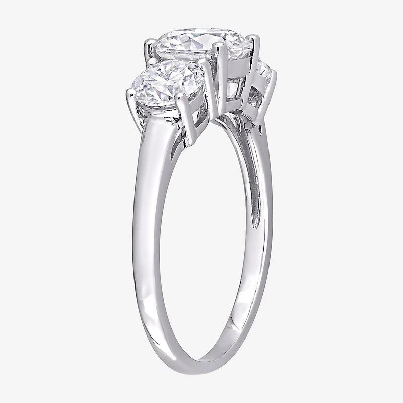 Womens 2 1/4 CT. T.W. Lab Created White Moissanite Sterling Silver 3-Stone Engagement Ring