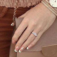 Womens 2 1/4 CT. T.W. Lab Created White Moissanite Sterling Silver 3-Stone Engagement Ring