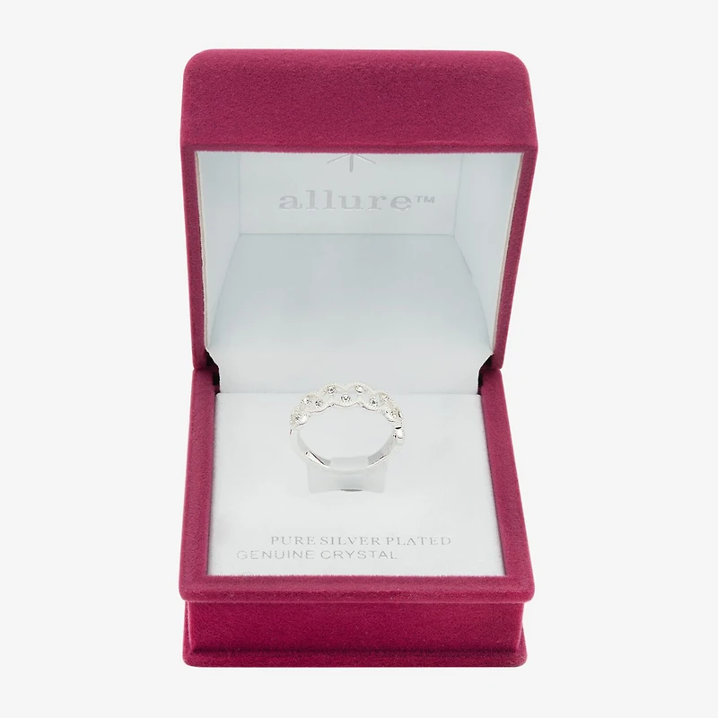Sparkle Allure Station Womens 2.5MM Crystal Pure Silver Over Brass Band