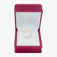 Sparkle Allure Station Womens 2.5MM Crystal Pure Silver Over Brass Band