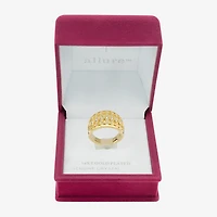 Sparkle Allure Fretwork Womens 4.5MM Crystal 14K Gold Over Brass Band