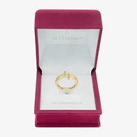 Sparkle Allure Faith Double Row Womens 3MM 14K Gold Over Brass Cross Band