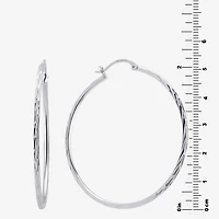 Womens Sterling Silver 53mm Round Hoop Earrings