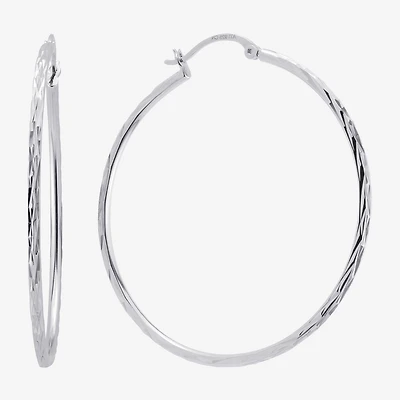 Womens Sterling Silver 53mm Round Hoop Earrings