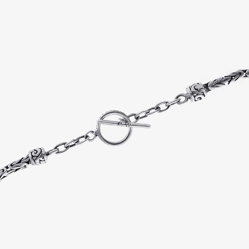 Bali Inspired Womens Sterling Silver Charm Bracelet