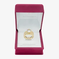 Sparkle Allure Three Row Womens Cubic Zirconia 14K Gold Over Brass Round Engagement Ring