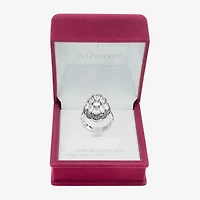 Sparkle Allure Womens Cubic Zirconia Pure Silver Over Brass Flower Cluster Cocktail Ring