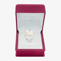 Sparkle Allure Wrapped Womens White Mother Of Pearl Pure Silver Over Brass Cocktail Ring
