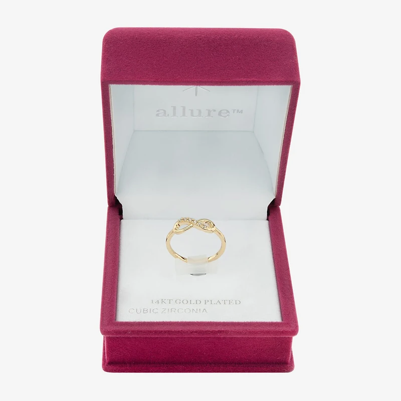 Sparkle Allure Delicate Stackable Womens Cubic Zirconia 14K Gold Over Brass Infinity Band